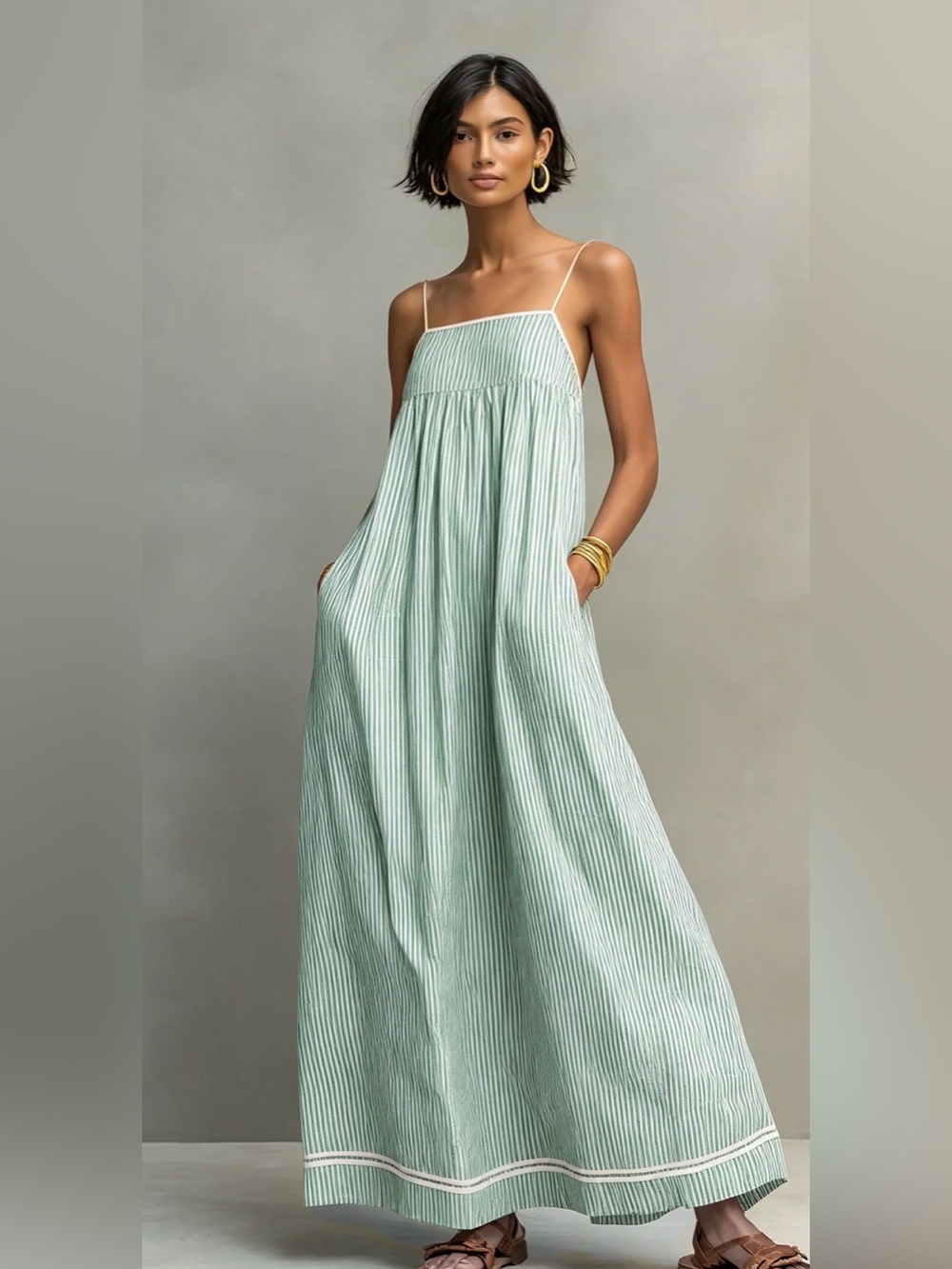 Modesees Minimalist Striped Maxi Dress Size Small